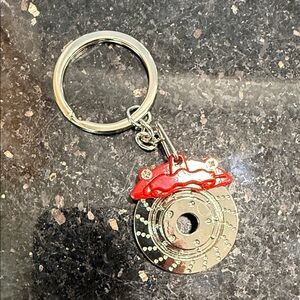 JDM Red and Silver rotor and caliper keychain